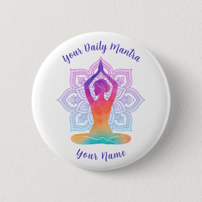Individueller Yoga-Button mit Namen und Mantra Button (Vorderseite)