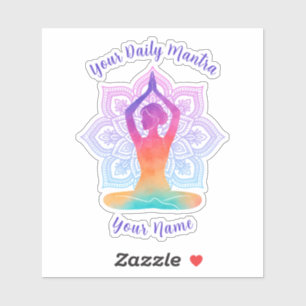 Individueller Yoga-Vinyl-Aufkleber mit Namen und M Aufkleber