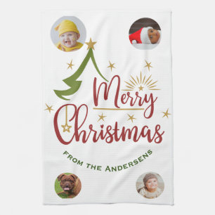 Individuelles 4-Foto-🎄 Geschirrtuch