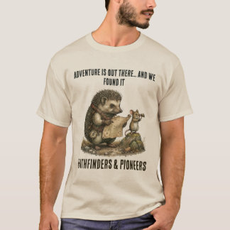 Individuelles Abenteurer-T-Shirt mit Igel und Maus T-Shirt