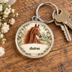 Individuelles American-Saddlebred-Pferdeporträt Schlüsselanhänger