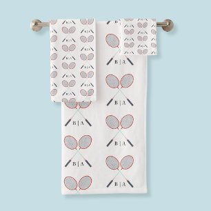 Individuelles Badminton-Schläger-Muster-Monogramm Badhandtuch Set