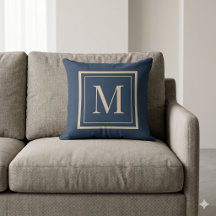 Individuelles Blau- und Vanille-Monogramm-Wurfkiss