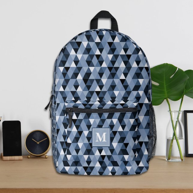 Individuelles Blue Geometric Muster Backpack Bedruckter Rucksack (Von Creator hochgeladen)