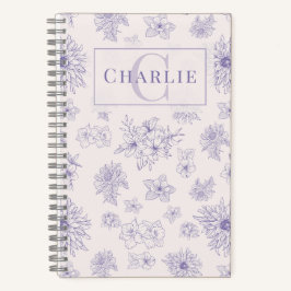 Individuelles botanisches Monogramm personalisiert Notizbuch