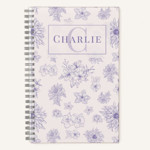 Individuelles botanisches Monogramm personalisiert Notizbuch
