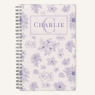 Individuelles botanisches Monogramm personalisiert Notizbuch