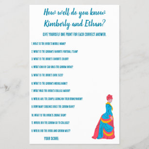 Individuelles Brautparty Trivia Game Flyer