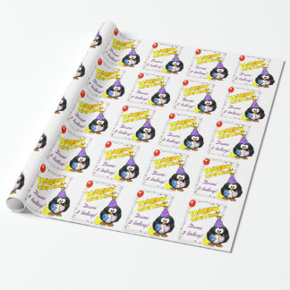 Individuelles Cartoon-Pinguin-Geburtstagsgeschenkp Geschenkpapier