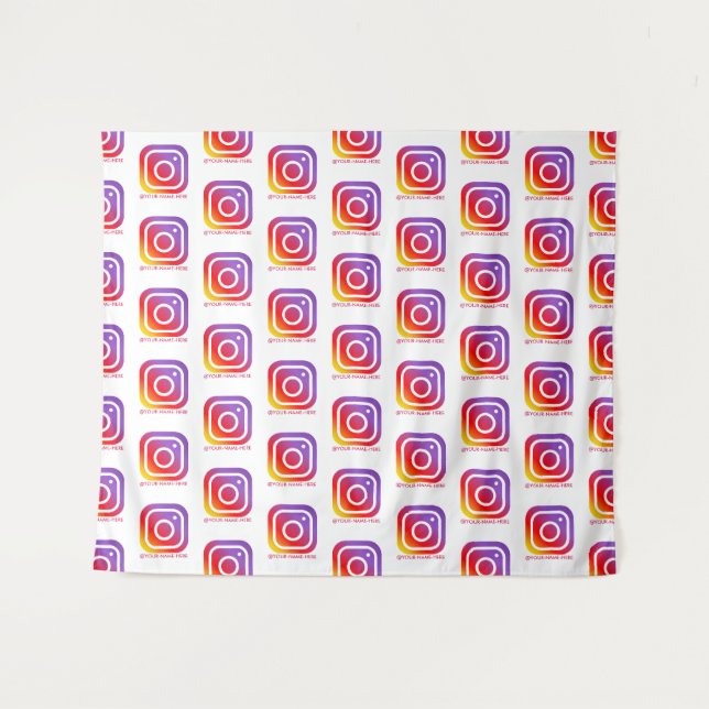 individuelles Firmensignet Instagram-Hintergrundbi Wandteppich (Vorderseite (Horizontal))