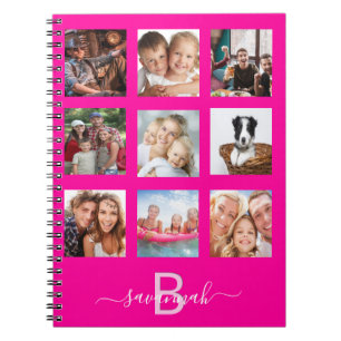Individuelles Fotocollagen-Monogramm heißrosa Tage Notizblock