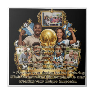 Individuelles Fußball-Vater-Foto-Collage-Geschenk Fliese
