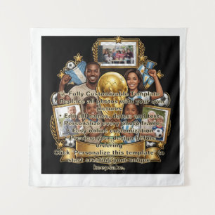 Individuelles Fußball-Vater-Foto-Collage-Geschenk Wandteppich