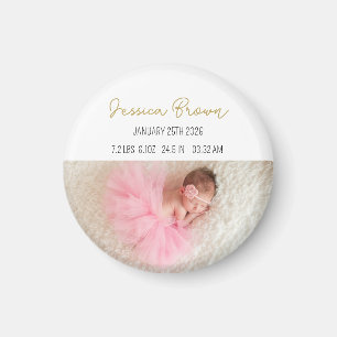 Individuelles Geburt-Stats-Foto-Andenken für Baby Magnet