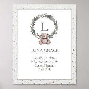 Individuelles Geburtsposter für Neugeborene – Aqua Poster