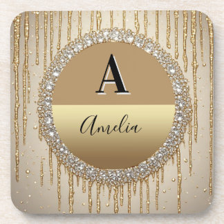 Individuelles Gold-Monogramm-Geschenk für Hochzeit Getränkeuntersetzer