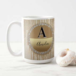 Individuelles Gold-Monogramm-Geschenk für Hochzeit Kaffeetasse