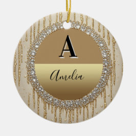 Individuelles Gold-Monogramm-Geschenk für Hochzeit Keramik Ornament