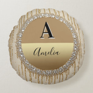 Individuelles Gold-Monogramm-Geschenk für Hochzeit Rundes Kissen