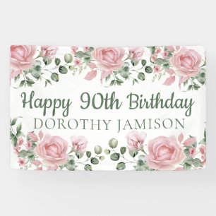 Individuelles Happy 90. Geburtstag Floral Banner