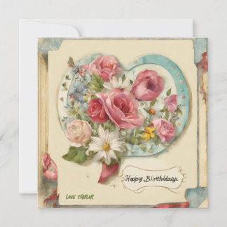 individuelles Happy Birthday Watercolor Blumenherz Feiertagskarte
