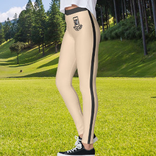 Individuelles Haustier-Foto-Text Soft Peach Schwar Leggings