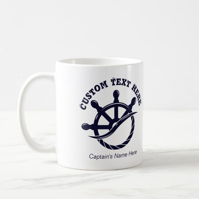 Individuelles Kapitänsboot Nautisches Geschenk Kaffeetasse (Links)