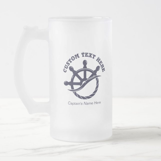 Individuelles Kapitänsboot Nautisches Geschenk Mattglas Bierglas (Links)