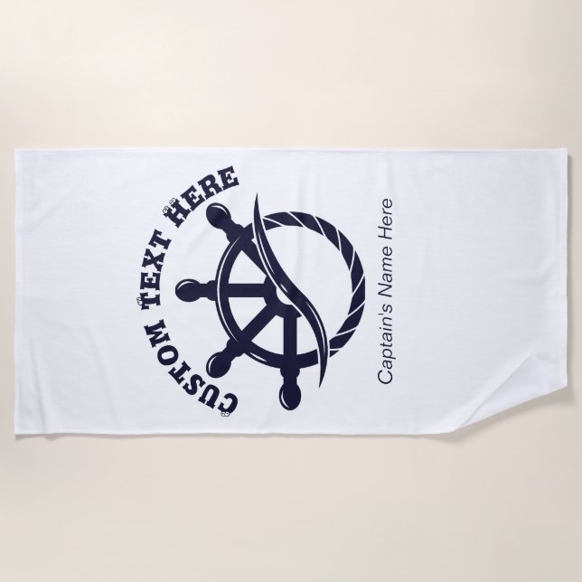 Individuelles Kapitänsboot Nautisches Geschenk Strandtuch (Vorderseite)