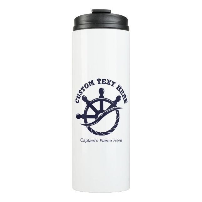 Individuelles Kapitänsboot Nautisches Geschenk Thermosbecher (Vorderseite)