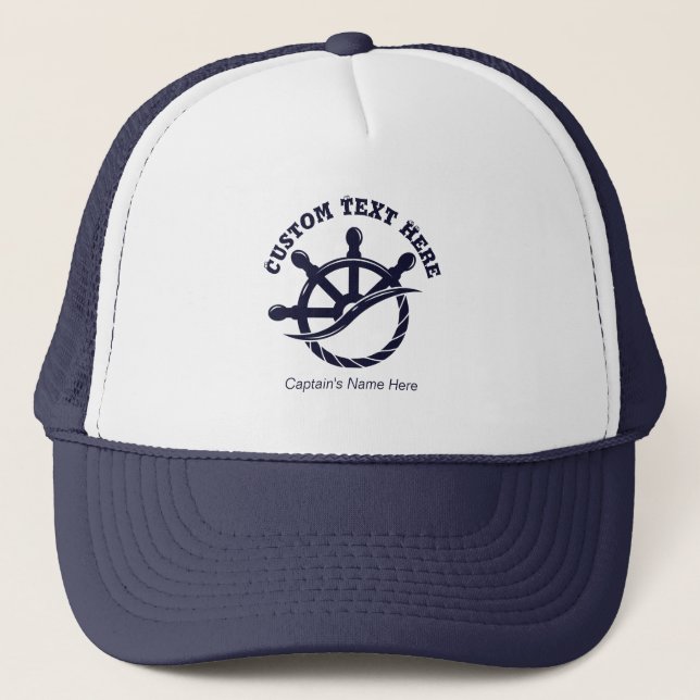 Individuelles Kapitänsboot Nautisches Geschenk Truckerkappe (Vorderseite)