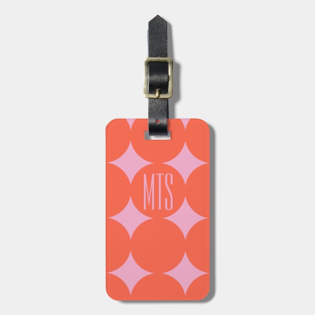 Individuelles modernes Monogramm-Punkt, Personalis Gepäckanhänger (Vorderseite vertikal)