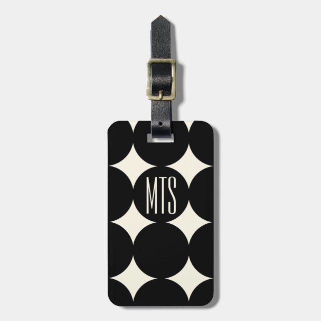 Individuelles modernes Monogramm-Punkt, Personalis Gepäckanhänger (Vorderseite vertikal)