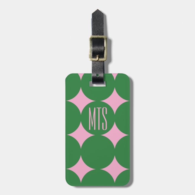 Individuelles modernes Monogramm-Punkt, Personalis Gepäckanhänger (Vorderseite vertikal)