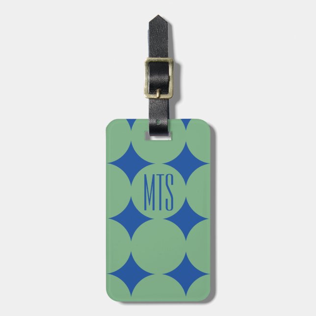 Individuelles modernes Monogramm-Punkt, Personalis Gepäckanhänger (Vorderseite vertikal)