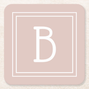 Individuelles modernes monogrammiertes rosa und we rechteckiger pappuntersetzer