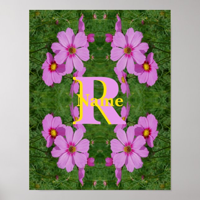 Individuelles Monogramm Anfangsbuchstabe Name Rosa Poster (Vorne)