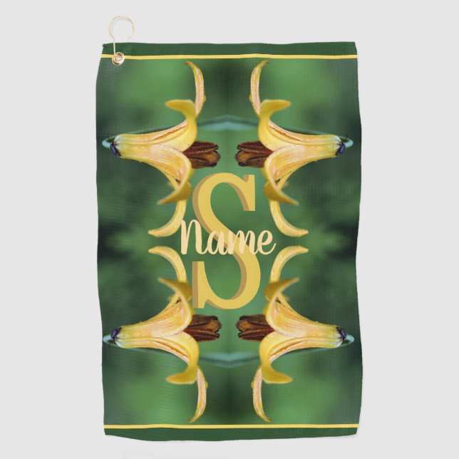 Individuelles Monogramm Anfangsbuchstabe Name Wild Golfhandtuch (Vorderseite)