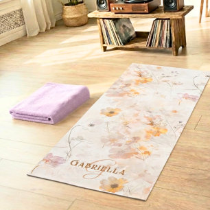 Individuelles Monogramm Elegant Boho Floral Wasser Yogamatte