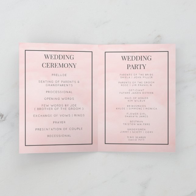 Individuelles Monogramm faltbare Hochzeitsprogramm Programm (Innenseite)