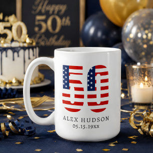 Individuelles Monogramm-Foto 50. Geburtstag Papa O Kaffeetasse