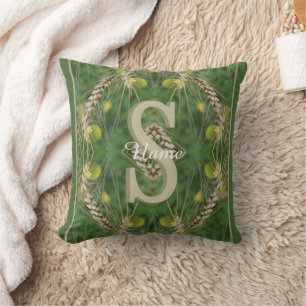 Individuelles Monogramm Ihr Anfangsname Natur Kuns Kissen