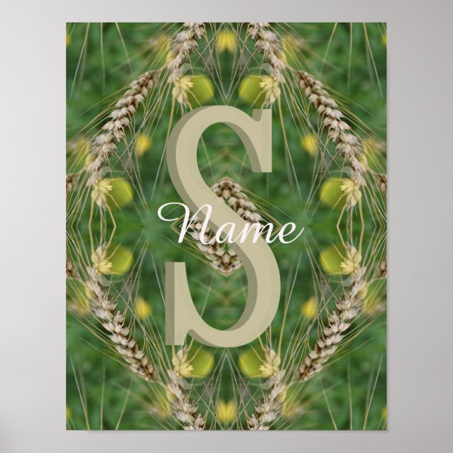 Individuelles Monogramm Ihr Anfangsname Natur Poster (Vorne)