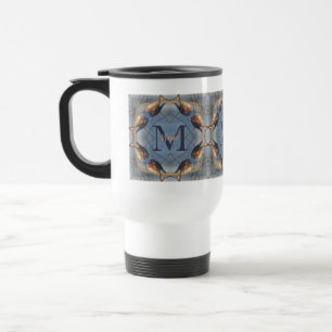 Individuelles Monogramm Ihre Anfangsbuchstabe Blue Reisebecher