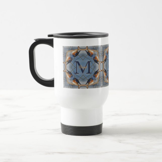 Individuelles Monogramm Ihre Anfangsbuchstabe Blue Reisebecher (Links)