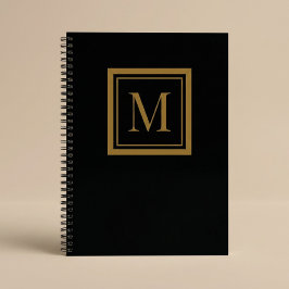 Individuelles Monogramm in schwarzem und goldenem  Notizbuch