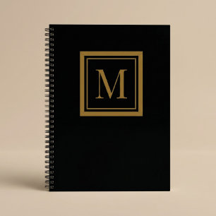 Individuelles Monogramm in schwarzem und goldenem Notizbuch