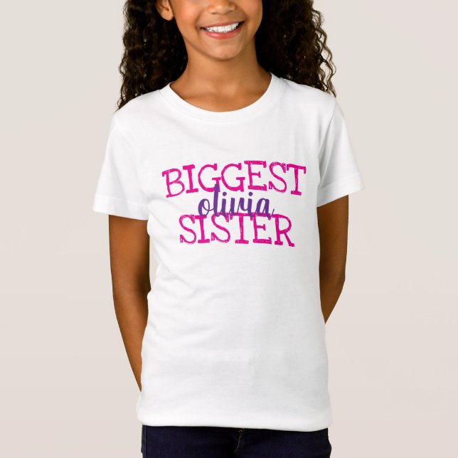 Individuelles Monogramm Mädchen passende Schwester T-Shirt (Vorderseite)
