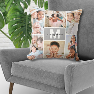 Individuelles Monogramm Mehrfach-Fotocollage Famil Kissen