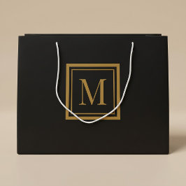 Individuelles Monogramm mit schwarzem und goldenem Große Geschenktüte